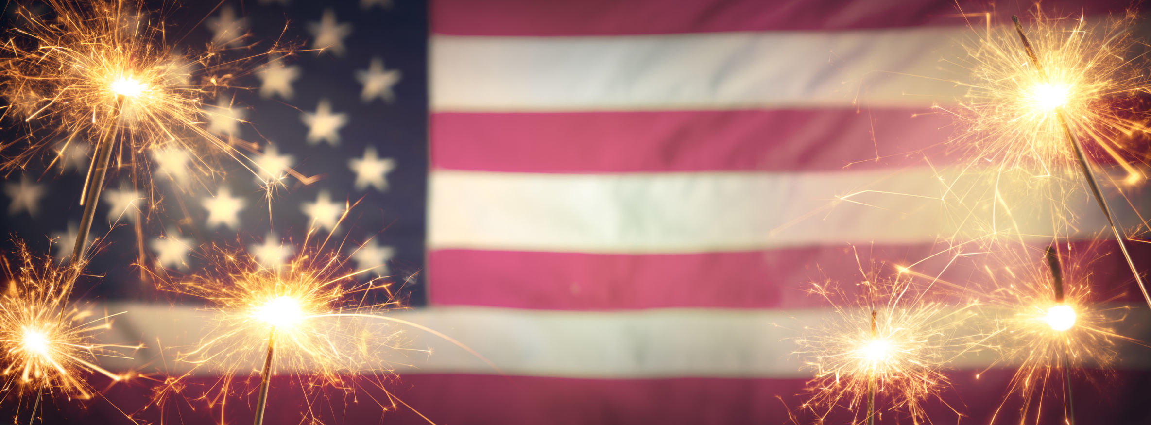 flag and fireworks